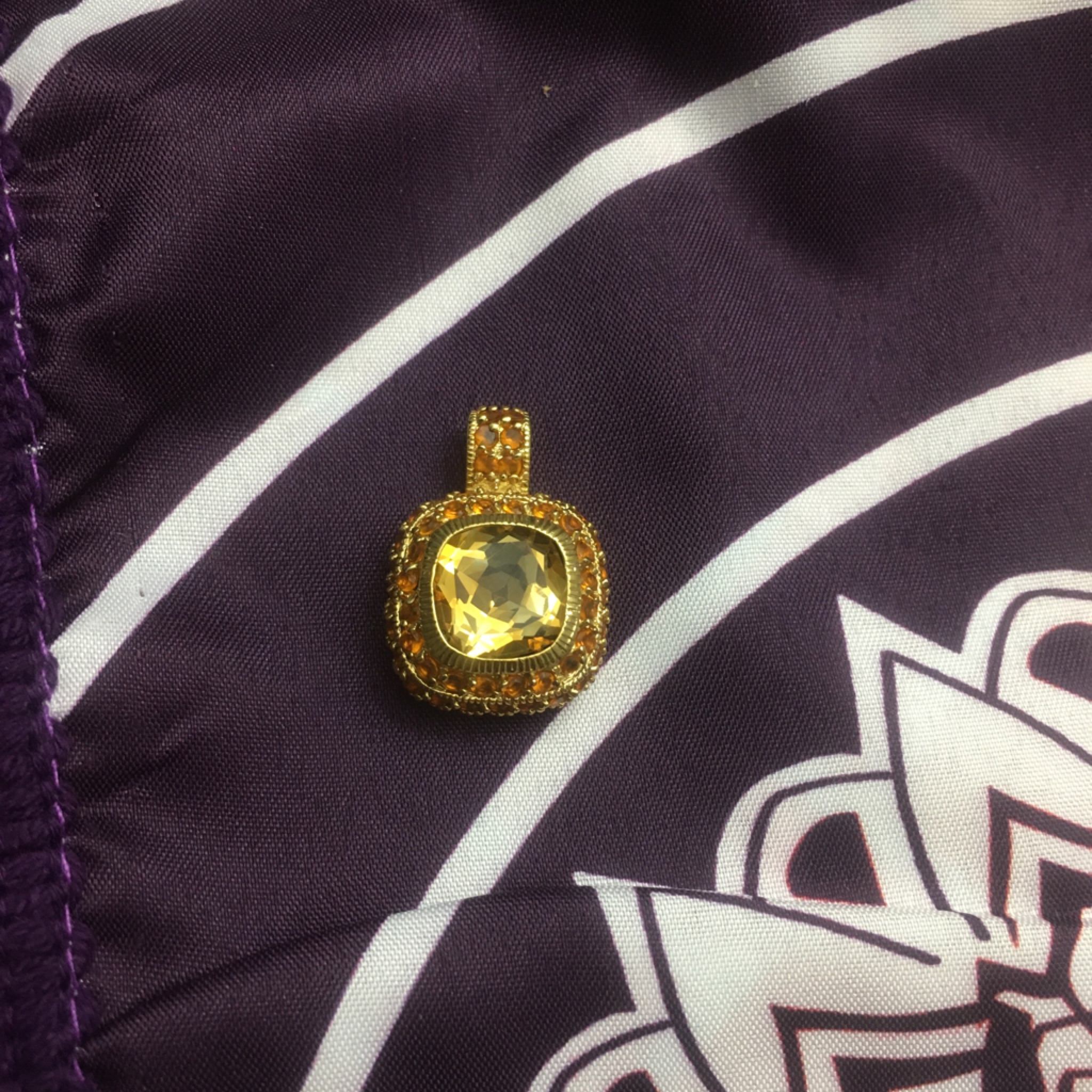 925 Silver Gold Plated Cushion Citrine Cz Pendant 55$